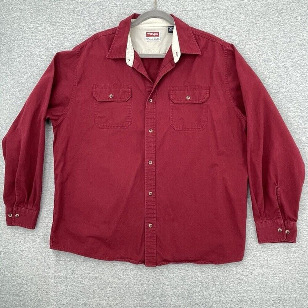 Wrangler Shirt Mens Extra Large Red Button Up Long Sleeve Pocket Collar Western